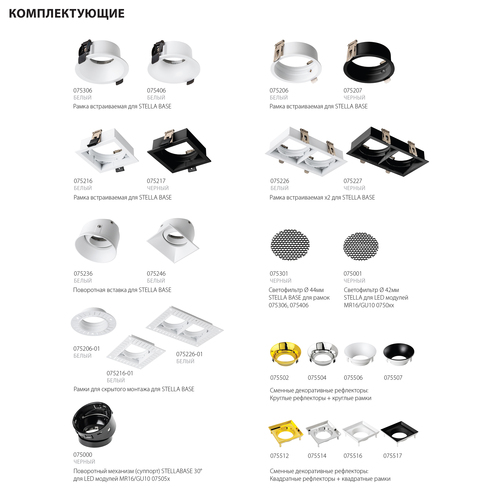 075083 STELLAPRO Модуль профессиональный светодиодный 12W 3000K в сборе с суппортом с углом наклона до 30°