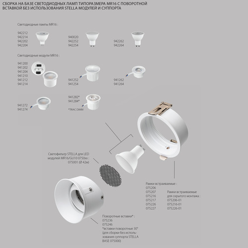 075206 STELLA Рамка круглая встраиваемая для светодиодных модулей 0750xx