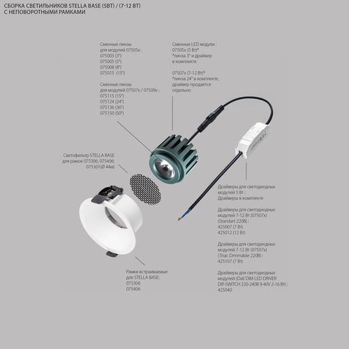 075406 STELLABASE Рамка встраиваемая прямая к 07505x и 07507х