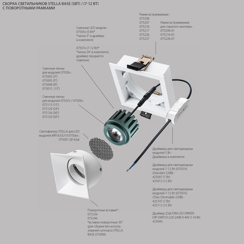 075052 STELLABASE Модуль светодиодный 5W 2700K СУПЕРУЗКИЙ 3°