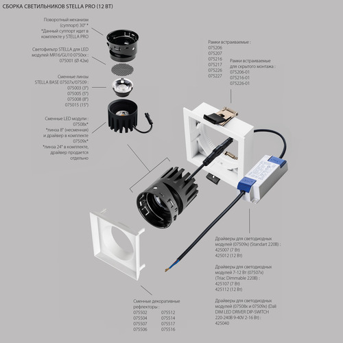 075516 STELLA Рефлектор квадратный для рамок 07521х/07521X-01 и 07522х/07522X-01